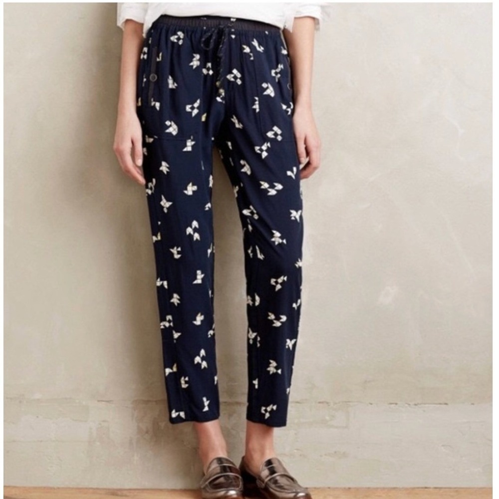 Hei Hei Anthropologie Navy Origami Print‎ Jogger Pants Size Medium Lightweight